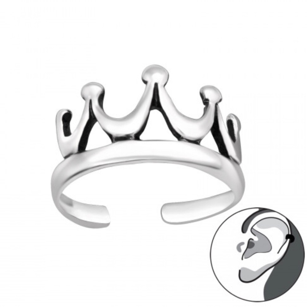 925 Sterling Silver Crown Ear Cuff